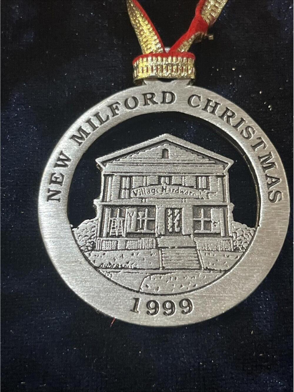 Vintage Pewter Christmas Ornament  Village Hardware  New Milford, Connecticut